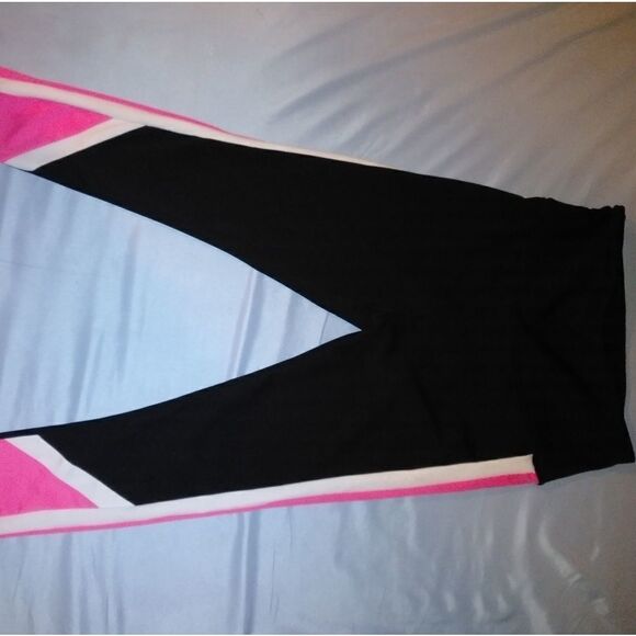 Ebb & Flow black, pink, and white workout pants, M - Picture 1 of 7